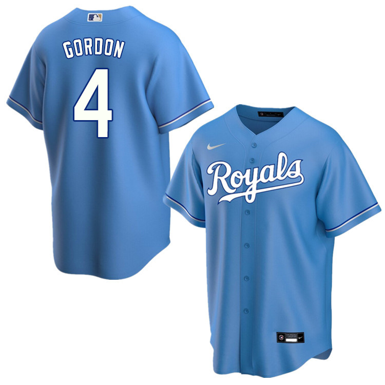 Nike Men #4 Alex Gordon Kansas City Royals Baseball Jerseys Sale-Light Blue